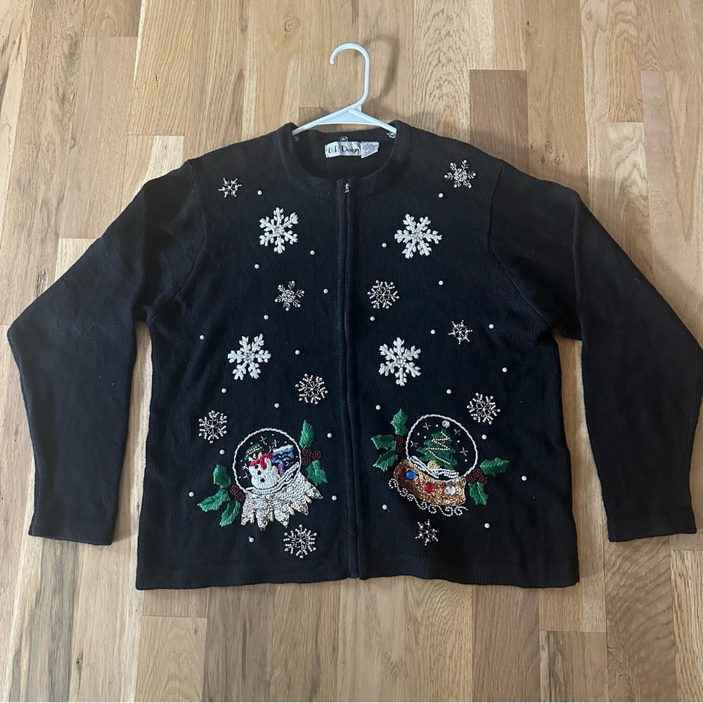 B.P. Design XL Christmas Winter Holiday Cardigan Style Zip Cardigan Black